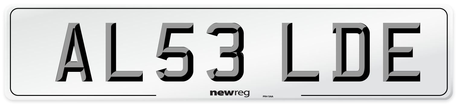 AL53 LDE Number Plate from New Reg